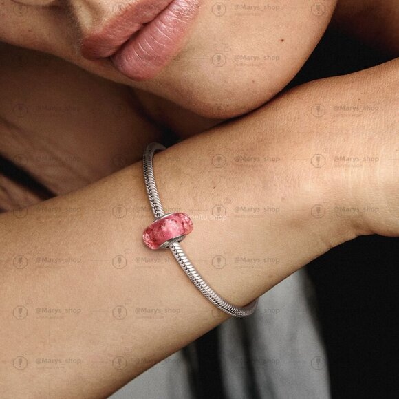 Pandora Wavy Fancy Pink Murano Glass Charm - Picture 2 of 2